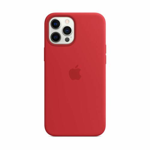 Capac protectie spate apple silicone case magsafe pentru iphone 12 pro max red