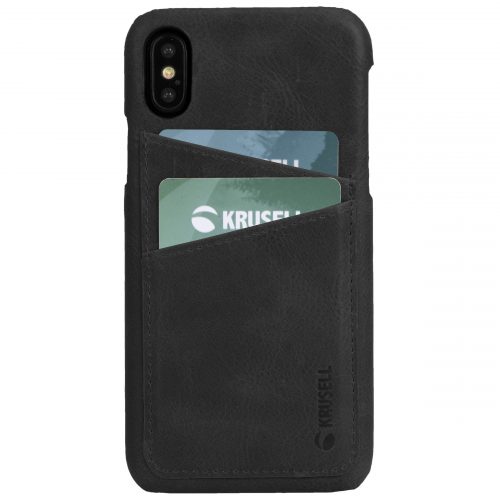 Capac protectie spate krusell sunne cover 2 card pentru apple iphone xs 5.8″ leather vintage black