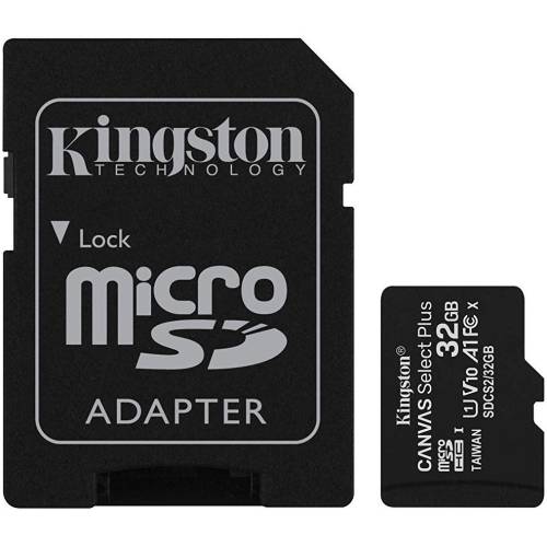 Card de memorie kingston canvas select plus 32gb microsd uhs-i + adaptor