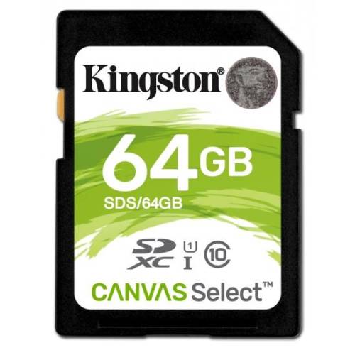 Card de memorie kingston microsdxc canvas select 80r 64gb cl10
