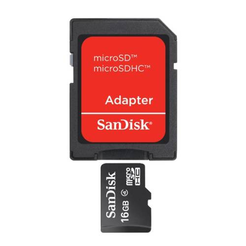 Card de memorie sandisk micro sdhc 16gb class 4 adapter