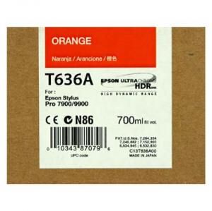 Cartus inkjet epson orange t636a00 ultrachrome hdr 700 ml