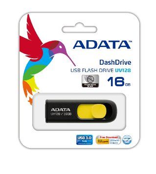 Flash drive a-data uv128 16gb usb 3.0 negru si galben