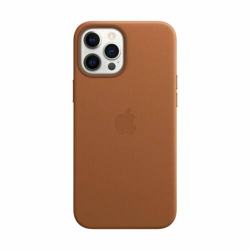 Husa apple leather case magsafe pentru iphone 12 pro max saddle brown