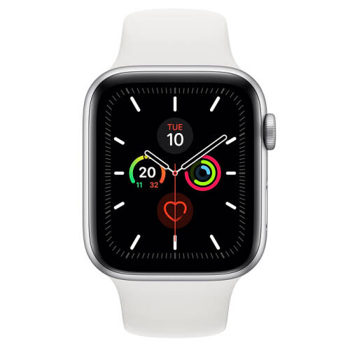 Smartwatch apple watch series 5 gps 44mm carcasa silver aluminium bratara sport white
