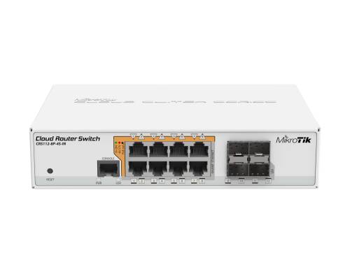 Switch mikrotik cloud router crs112-8p-4s-in cu management cu poe 8x1000mbps-rj45 + 4xsfp