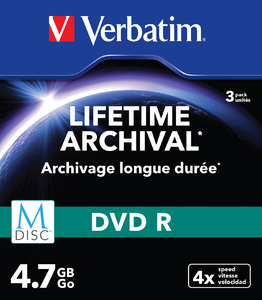 Verbatim mdisc lifetime archival dvd r 4x 4.7gb slimcase 3 pret pe bucata