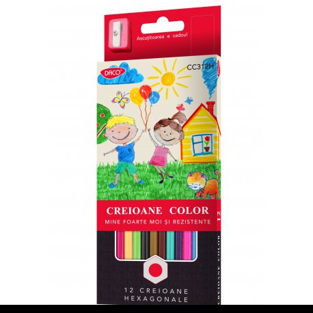 Creion color 12 culori daco hexagonal cc312h