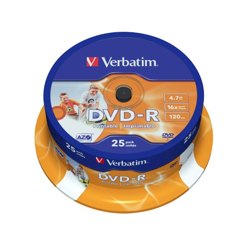 Dvd-r printabil verbatim 16x 4.7 gb 25 bucati/cake
