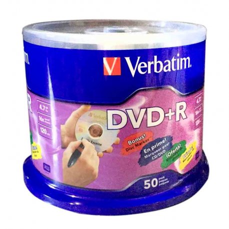 Dvd+r verbatim 16x 50/pa 4.7gb + marker cd
