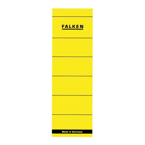 Etichete falken autoadezive pentru bibliorafturi 60 x 190 mm galben