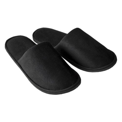 Papuci inchisi in fata din bumbac 100% velour negru talpa 6mm hl 107