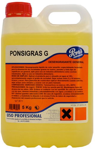 Ponsigras g-detergent profesional degresant concentrat 5l asevi