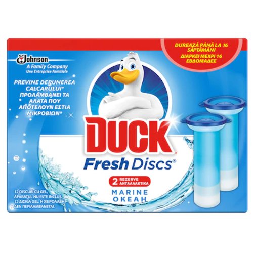 Rezerve odorizant gel pentru vasul toaletei duck fresh discs marine 12 discuri/set