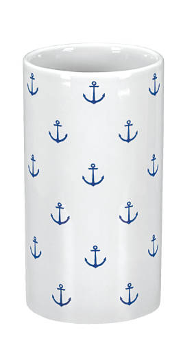 Suport pentru periute de dinti kleine wolke gama anchor din ceramica alb cu model ancora bleumarin cod 34245