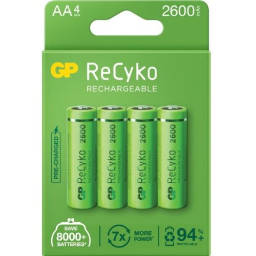 Gp Batteries Acumulatori recyko 2600mah aa (lr6) 1.2v nimh, paper box 4 buc