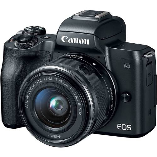 Canon Aparat foto mirrorless eos m50, 25.8 mp, 4k, wi-fi, negru + obiectiv ef-m 15- 45mm f/3.5-6.3 is stm