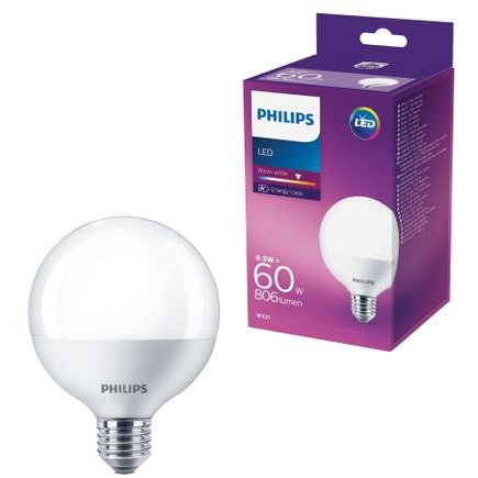 Philips Bec led e27, 9.5w (60w), 806 lm, g93, fr, nd/4, lumina calda
