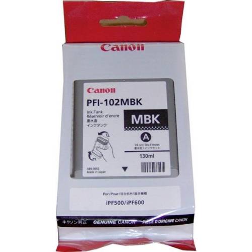 Canon pigment ink tank pfi-102 matte black, for lp17, lp24, ipf500, ipf6x0, ipf7x0, 130ml