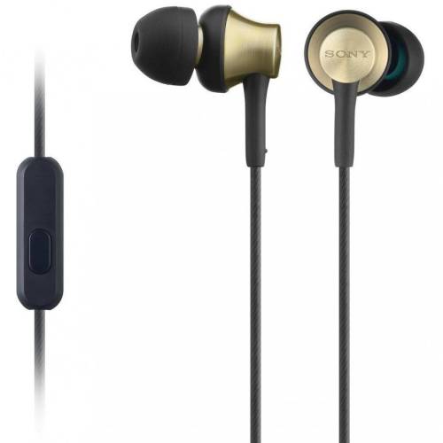 Casti audio in-ear sony mdrex650apt, control telefon, negru/auriu