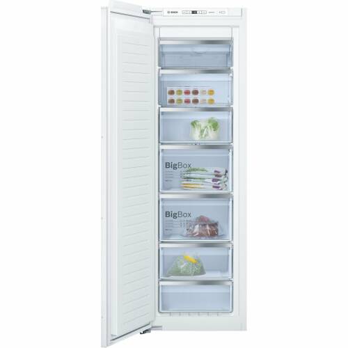 Congelator încorporabil bosch gin81aef0, nofrost, 211 l, 5 sertare, display, alarmă sonoră, h 177 cm, clasa f