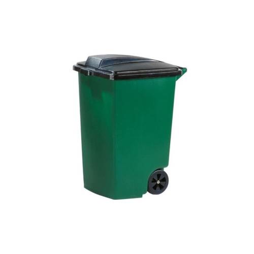 Cos pentru gunoi cu roti transport 100l - verde inchis