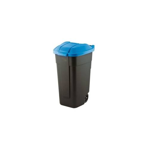Keter Cos pentru gunoi cu roti transport 110l - negru, capac albastru