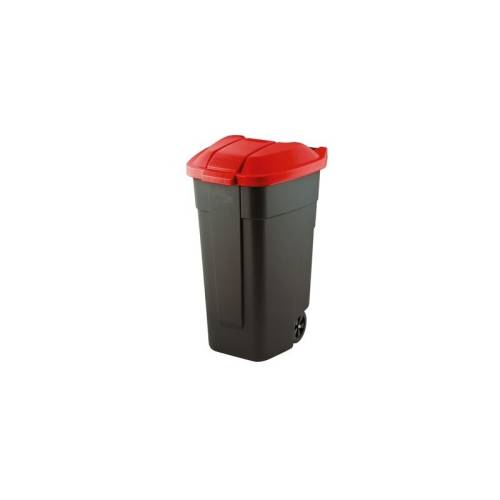 Keter Cos pentru gunoi cu roti transport 110l - negru, capac rosu