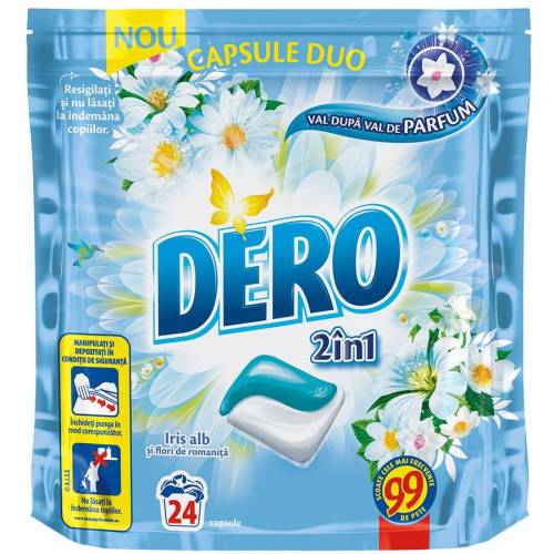 Detergent capsule duo dero iris alb, 24 spalari
