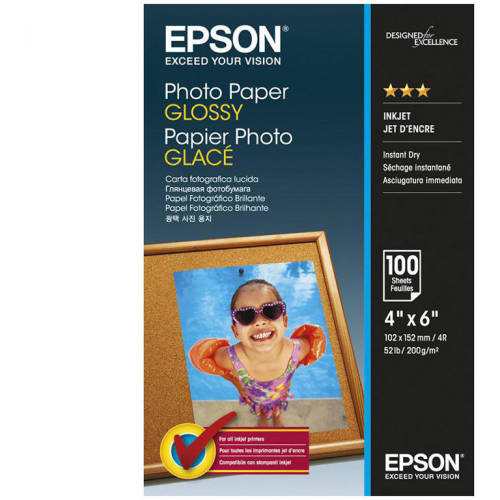 Epson s042548, photo paper glossy 4x6 100 sheets, c13s042548
