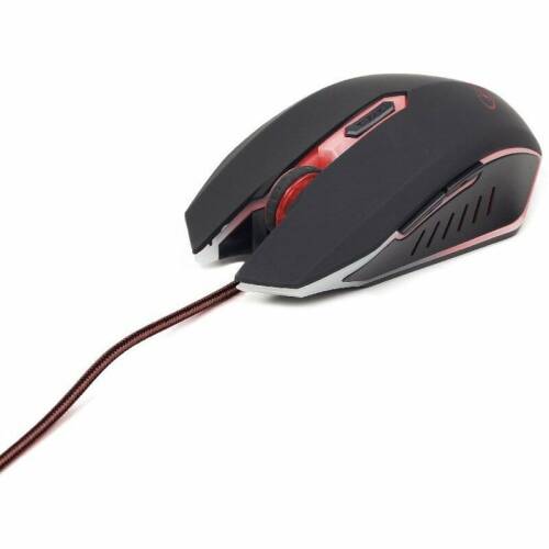 Gembird gaming optical mouse 2400 dpi, 6-button, usb, black with red backlight
