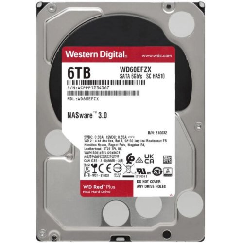 Western Digital Hard disk red plus 6tb, sata3, 7200rpm, 128mb, 3.5 inch
