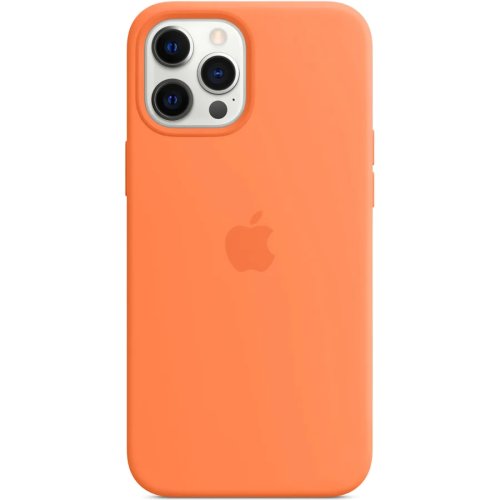 Husa de protectie apple silicone case magsafe pentru iphone 12 pro max, kumquat