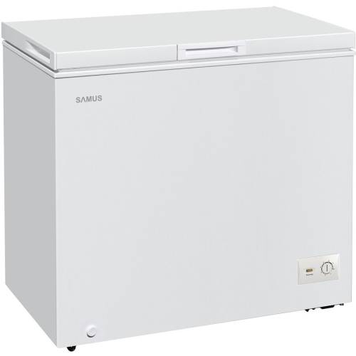 Lada frigorifica samus ls220a+, 200 l, termostat reglabil, interior aluminiu, dezghetare manuala, l 91 cm, alb