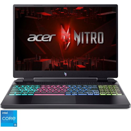Laptop gaming acer nitro 16 an16-51 cu procesor intel® core™ i5-13500h pana la 4.70 ghz, 16, wuxga, ips, 165hz, 16gb, 1tb ssd, nvidia® geforce rtx™ 4050 6gb, no os, black