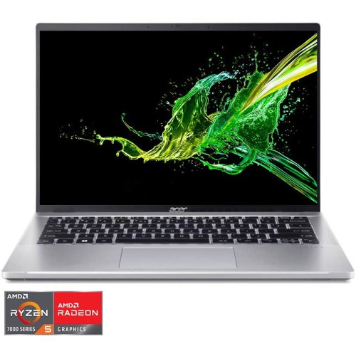 Laptop ultraportabil acer swift go sfg14-42-r08r cu procesor amd ryzen™ 5 7640u pana la 4.89 ghz, 14, 2.2k, ips, 8gb, 512gb ssd, amd radeon™ 760m graphics, no os, pure silver
