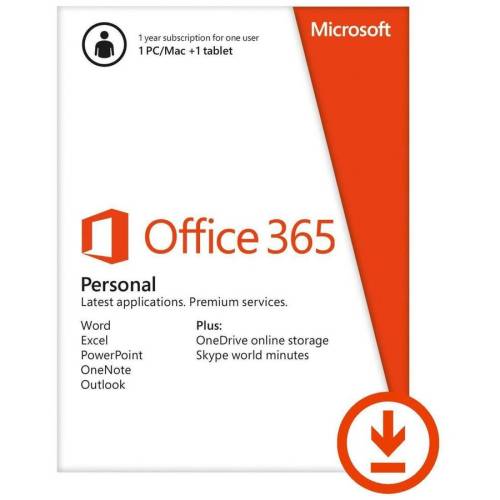 Microsoft office 365 personal, 1 an, 1 pc/mac si 1 tableta, all languages, licenta electronica, esd