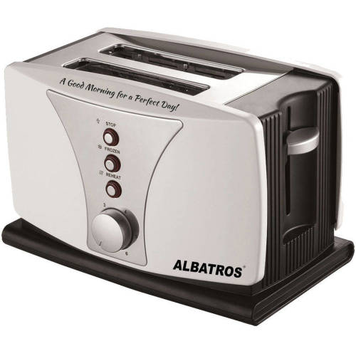 Albatros Prajitor de paine dueto, alb+decor inox, 2 felii, 800 w