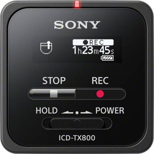 Reportofon compact digital icd-tx800b, 16gb, telecomanda, microfon stereo, usb, negru
