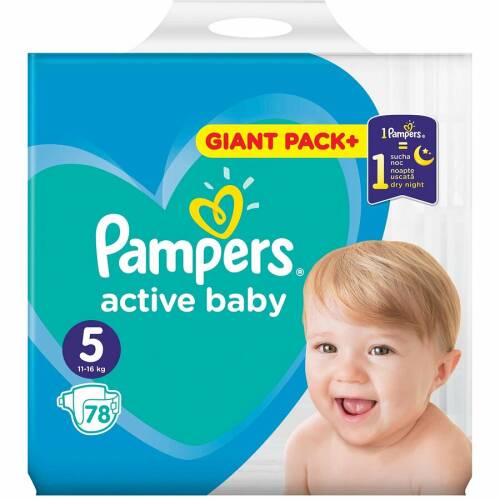 Scutece pampers active baby 5 giant pack, 78 buc
