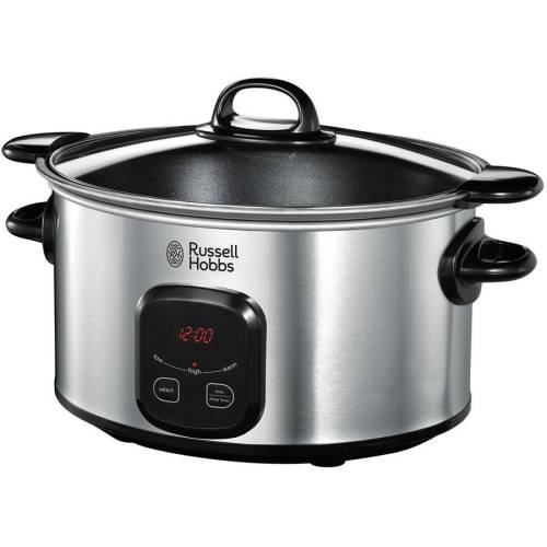Slow cooker maxicook 22750-56, 6 l, 3 setari, oala detasabila, control digital, inox