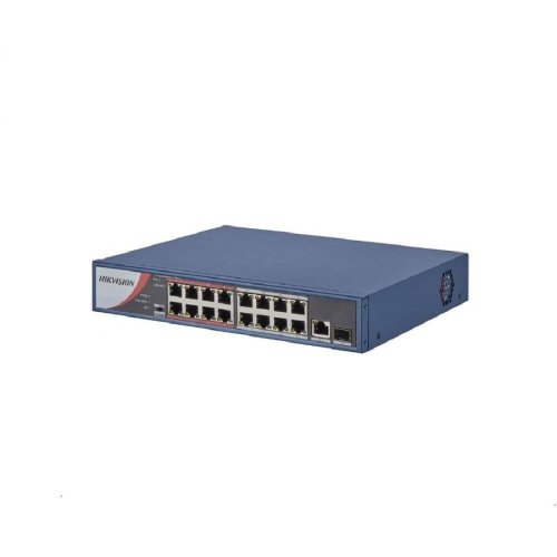 Switch poe 16 porturi ds-3e0318p-e/m(b); l2, l2, unmanaged, 16 10/100m