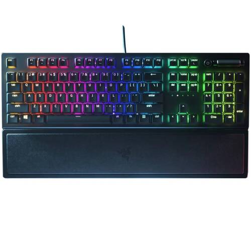 Tastatura gaming mecanica razer blackwidow v3, iluminare chroma rgb, switch razer green, us layout, negru