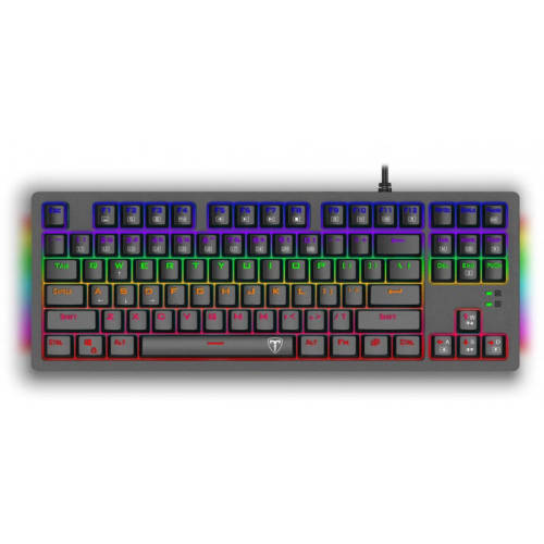 Tastatura gaming mecanica t-dagger bali neagra iluminare rainbow switch-uri albastre
