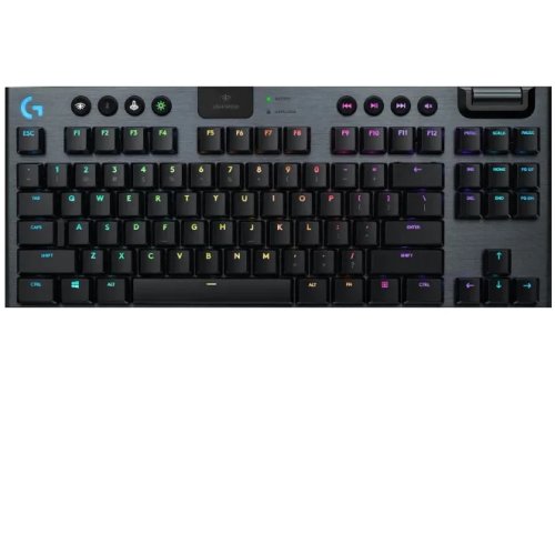 Tastatura mecanica gaming logitech g915 tkl, ultraslim, lightspeed wireless 2.4ghz bluetooth, lightsync rgb, switch liniar, negru carbon