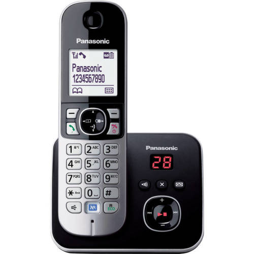 Panasonic Telefon dect negru, cu robot, kx-tg6821fxb