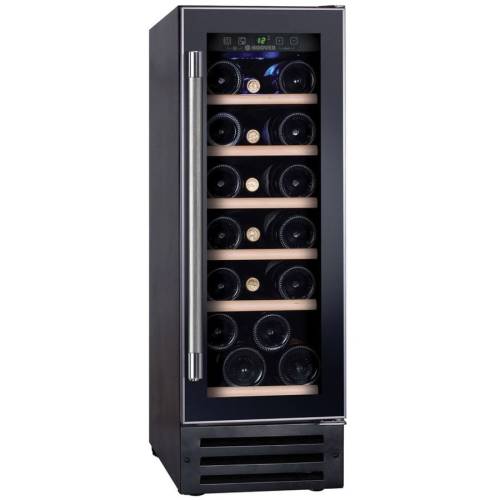 Hoover Vitrina de vinuri hwcb 30, 19 sticle, o zona de racire, rafturi lemn, control electronic, display, iluminat interior led, h 81.3 cm, negru