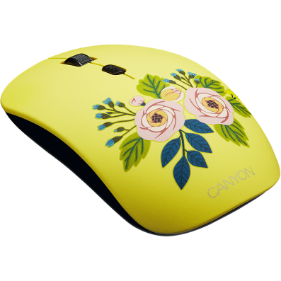 Wireless optical mouse 4 buttons, dpi 800/1200/1600, 1 additional cover(roses), black