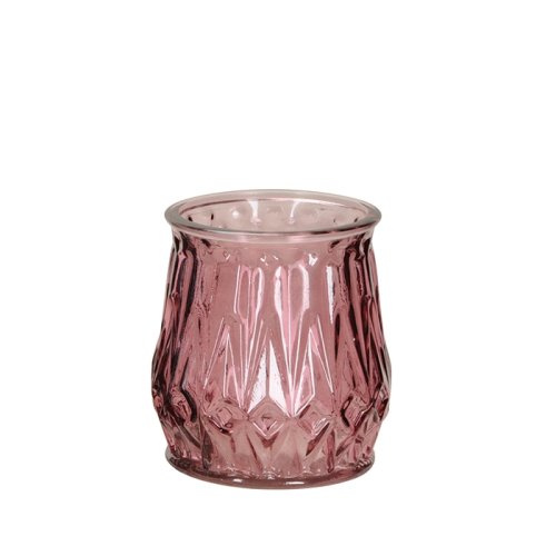 Candela delicate din sticla roz 10 cm
