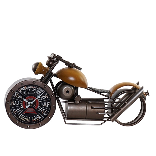 Ceas motocicleta din metal galben 50x25 cm